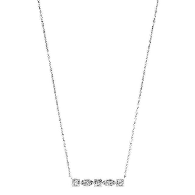 Ava Blue 14k White Gold 1/3 Carat T.W. Diamond Bar Necklace, Womens 14k Whgold Product Image