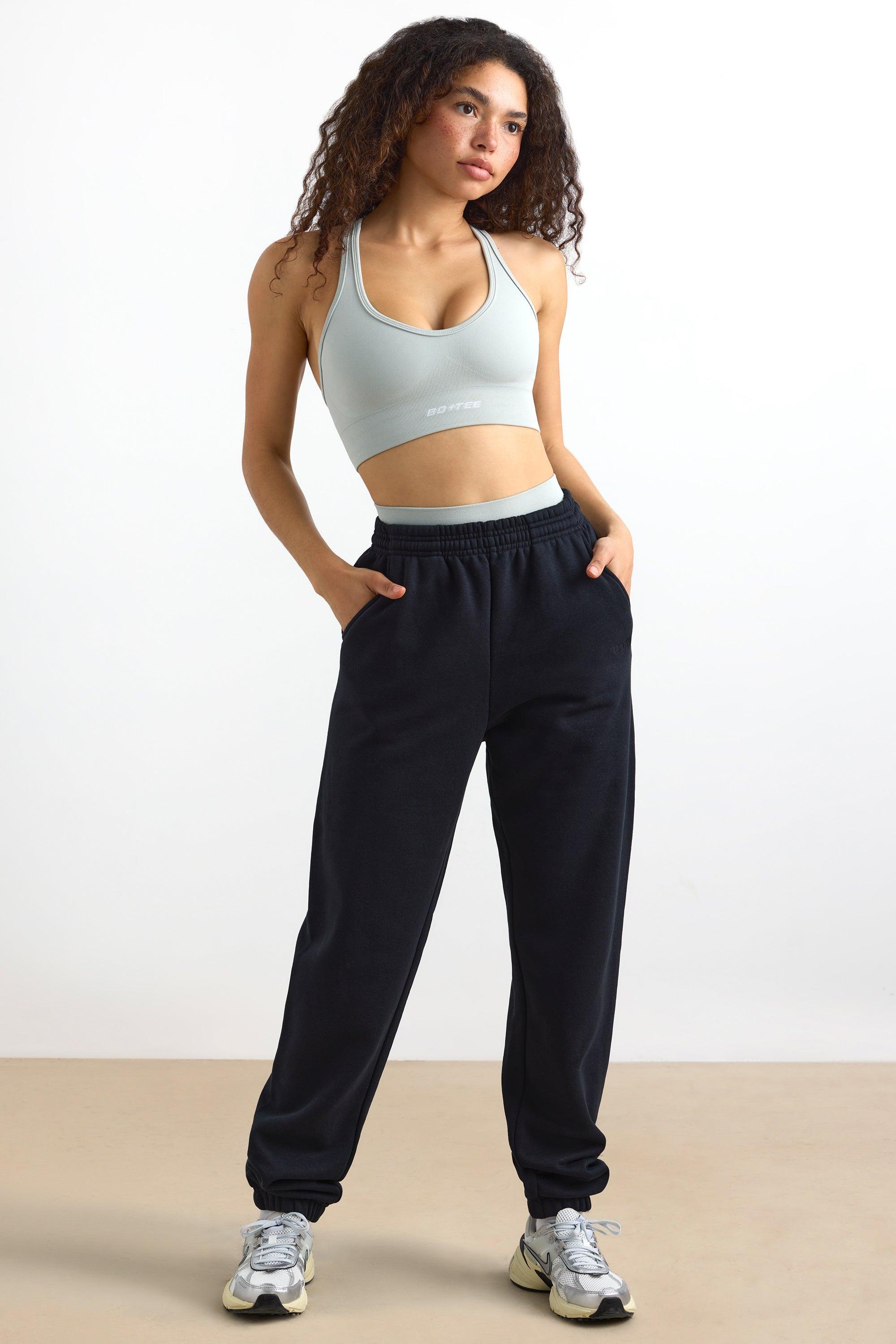 Petite Mid-Rise Joggers in Black Female Product Image