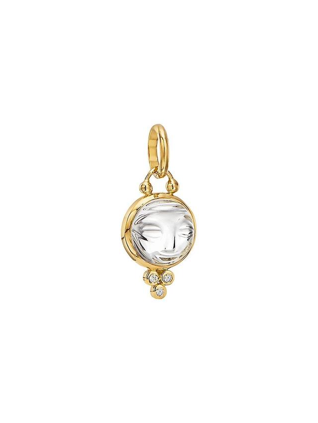 Womens Celestial Rock Crystal, Diamond & 18K Yellow Gold Small Moonface Pendant Product Image