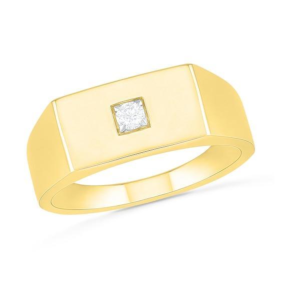 Men's 1/15 CT. Diamond Solitaire Square-Top Wedding Band in 10K Gold Product Image