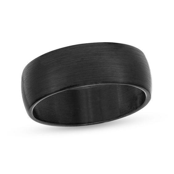 Men's 8.0mm Satin Wedding Band in Black IP Tantalum Product Image