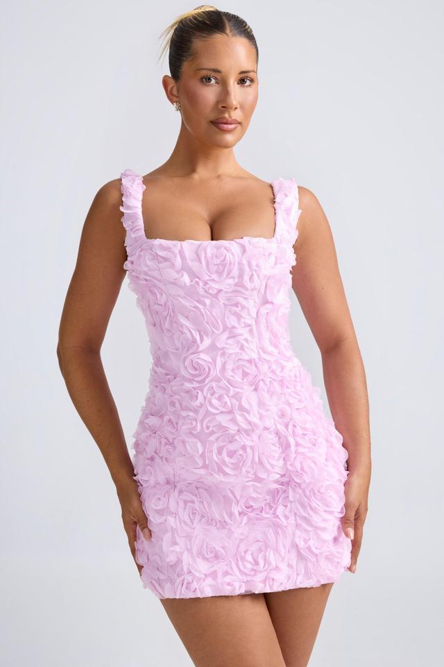 Floral-Appliqué Corset Mini Dress in Lilac Product Image