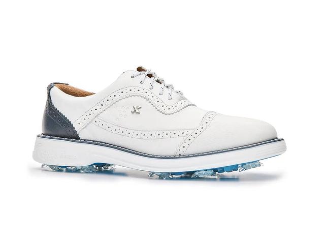 Boxto Golf Men's Legacy Hope Pro Spiked Golf Shoes - White/Blue Product Image