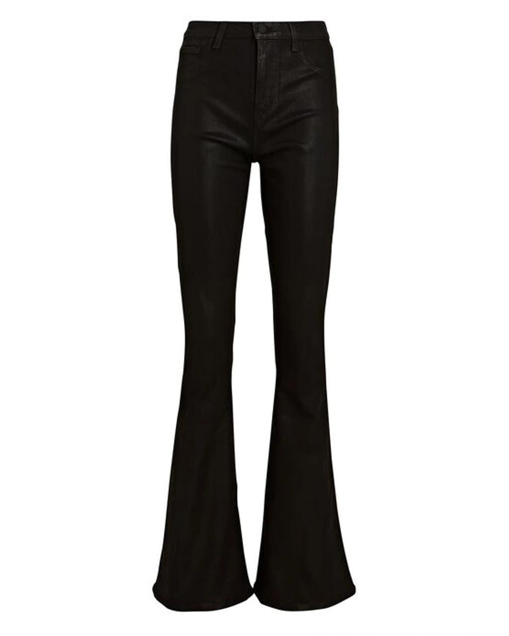 Marty Ultra High-rise Coated Flare Jeans In Black Product Image