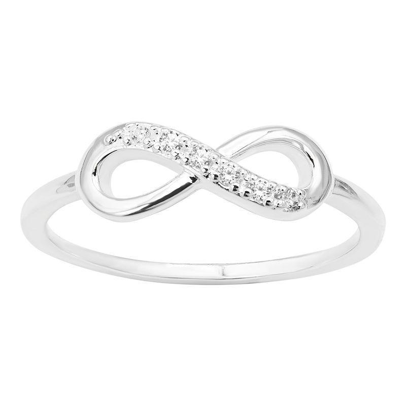 City Luxe Silver Tone Cubic Zirconia Pave Infinity Ring, Womens Silver Tone Clear Product Image