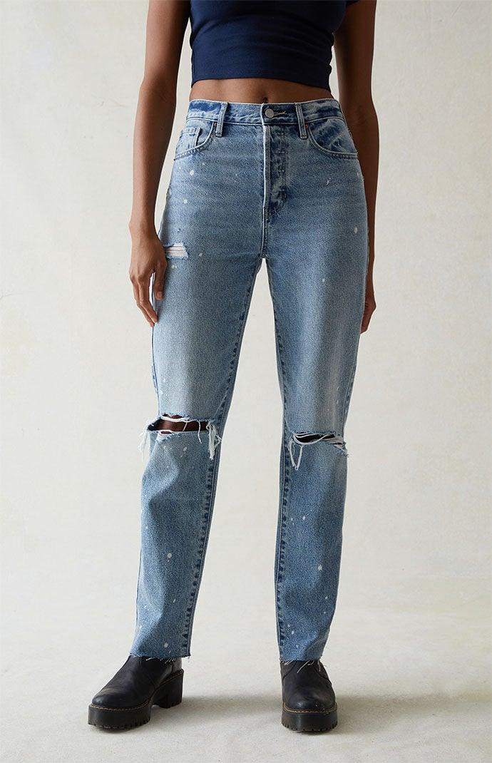 Women's Eco Light Indigo Ripped Dad Jeans Product Image