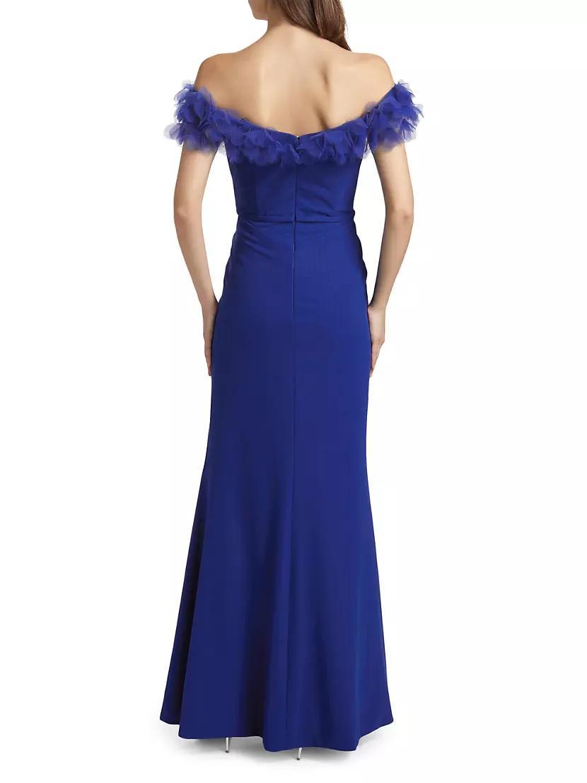 Tulle Flower & Crepe Column Gown Product Image