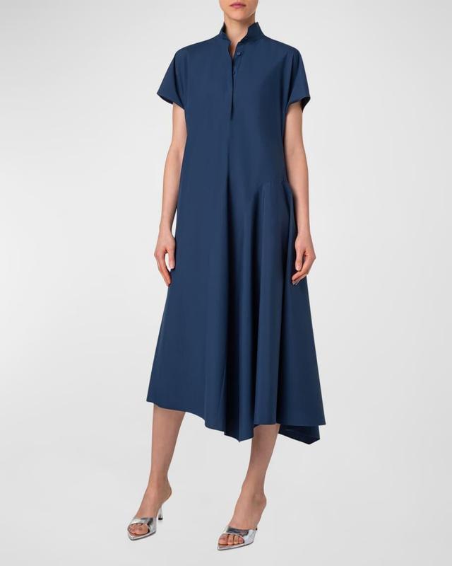 Poplin Midi Dress with Half Circle Handkerchief Hem Product Image