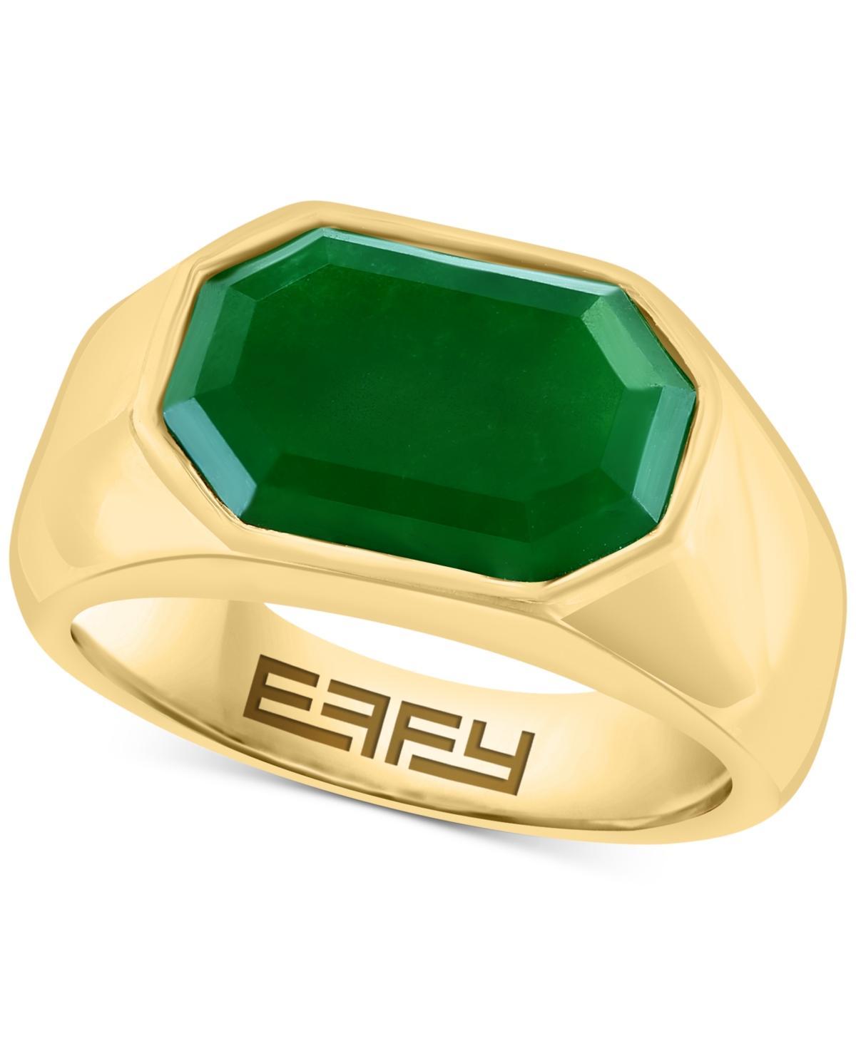 Effy Mens Jade Octagon Ring in 14k Gold-Plated Sterling Silver Product Image