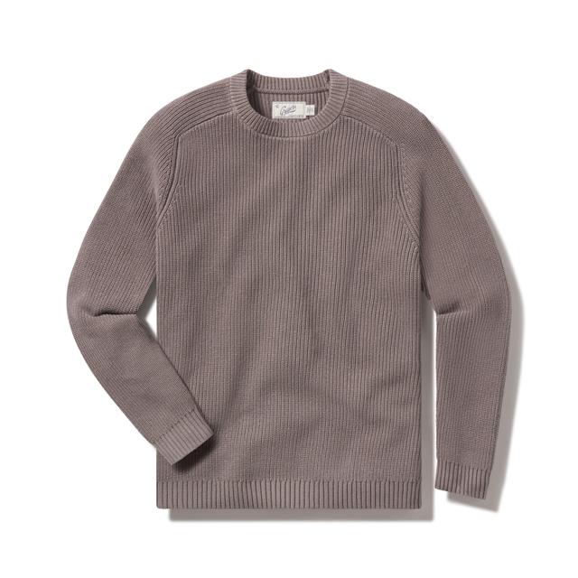 Shaker Stitch Cotton Crewneck Sweater - Frost Gray Product Image