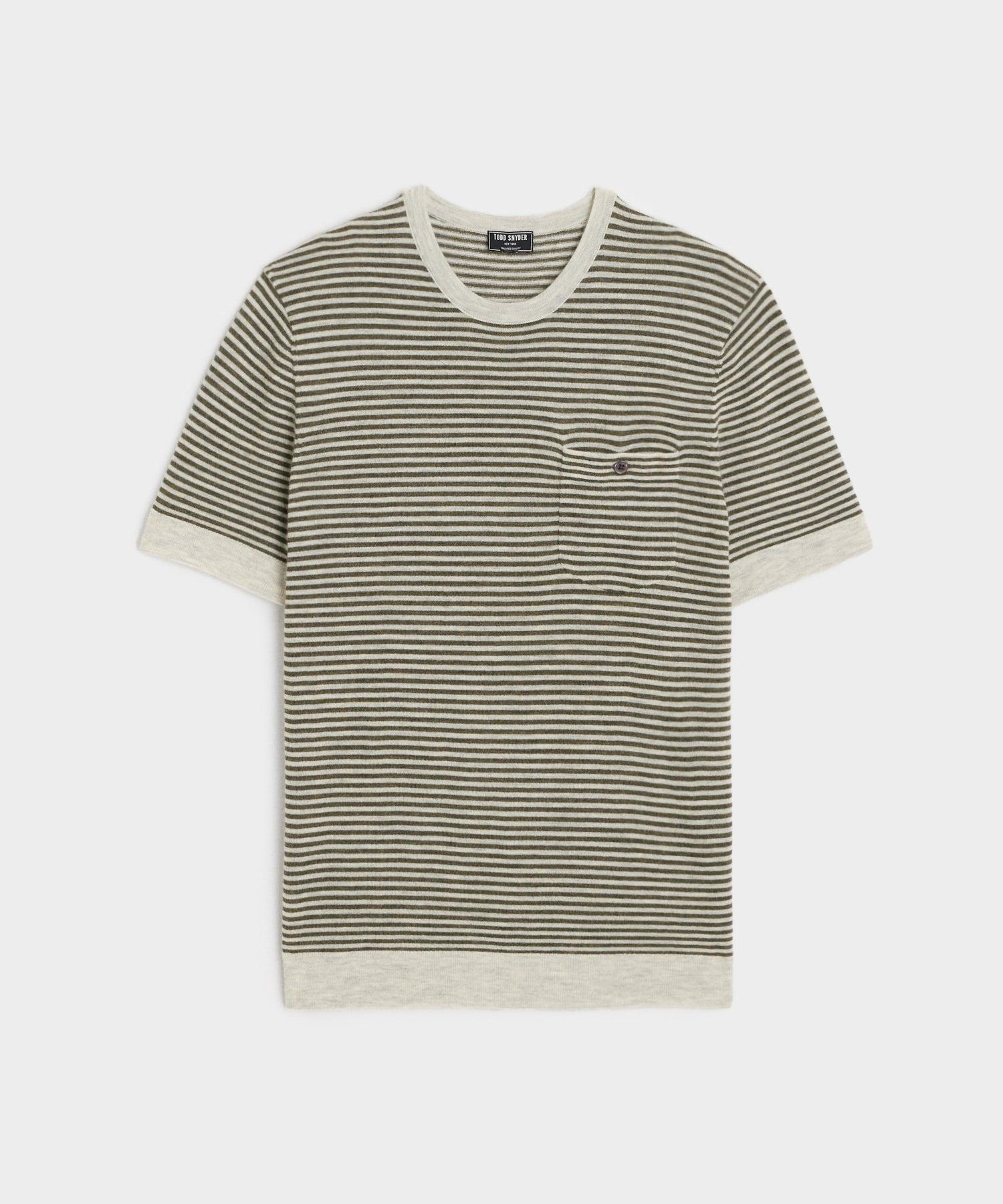 Premium Short-Sleeve Cashmere Pocket Tee in Army Green Product Image