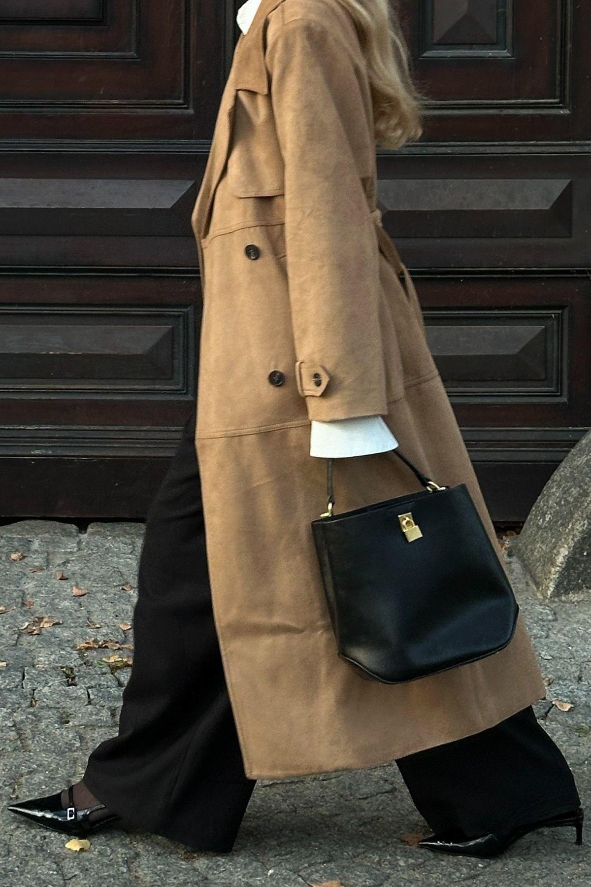 Faux Suede Trenchcoat Product Image