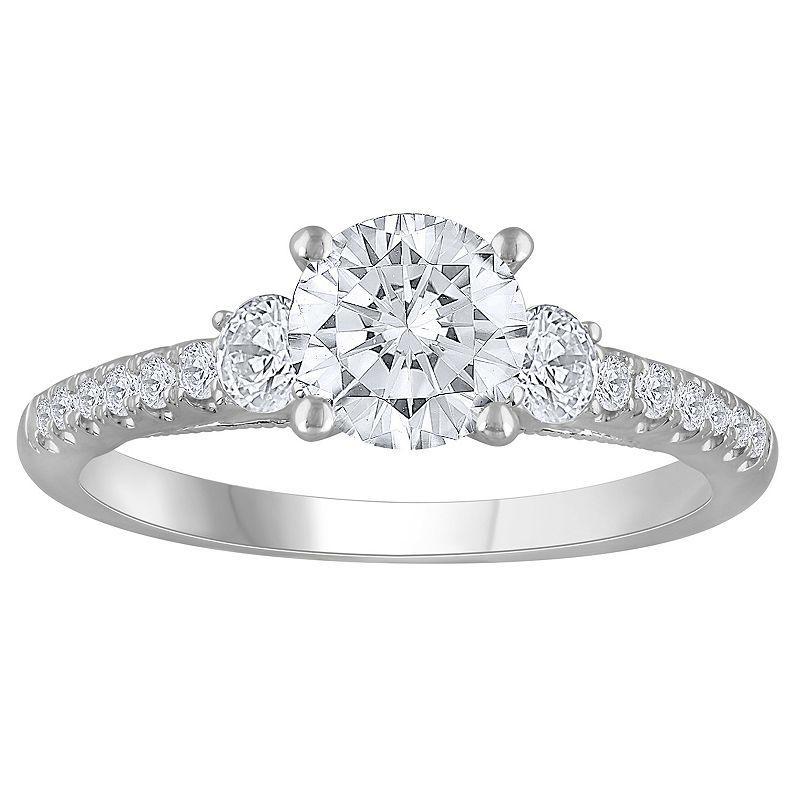 Diamond Medley 14k White Gold 1 1/2 Carat T.W. Lab-Grown Diamond Engagement Ring, Womens 14k Whgold Product Image