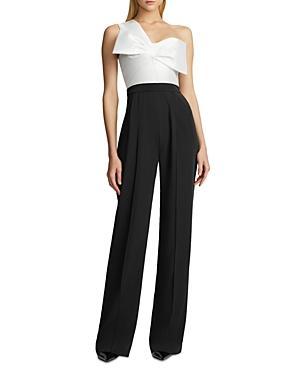 One-Shoulder Two-Tone Bow-Front Jumpsuit Product Image