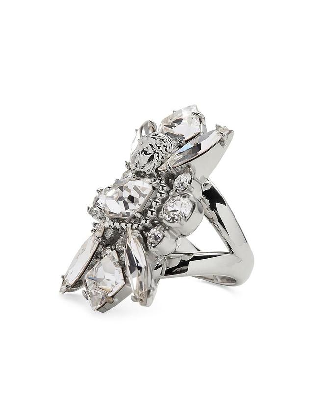 Womens Silvertone & Glass Crystal Cocktail Ring Product Image