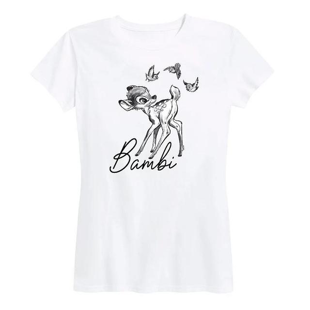 Disneys Bambi Womens Black Watercolor Graphic Tee Product Image