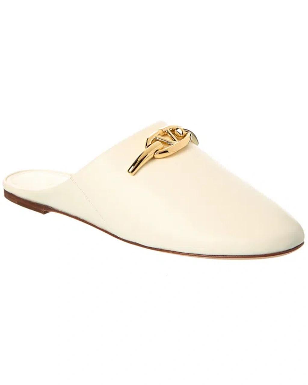 VALENTINO GARAVANI Valentino Vlogo Leather Slide In White Product Image