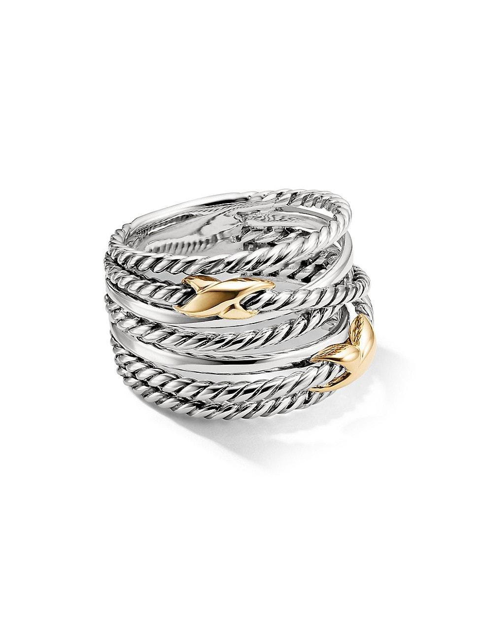 Womens Double X Crossover Ring with 18K Yellow Gold Product Image