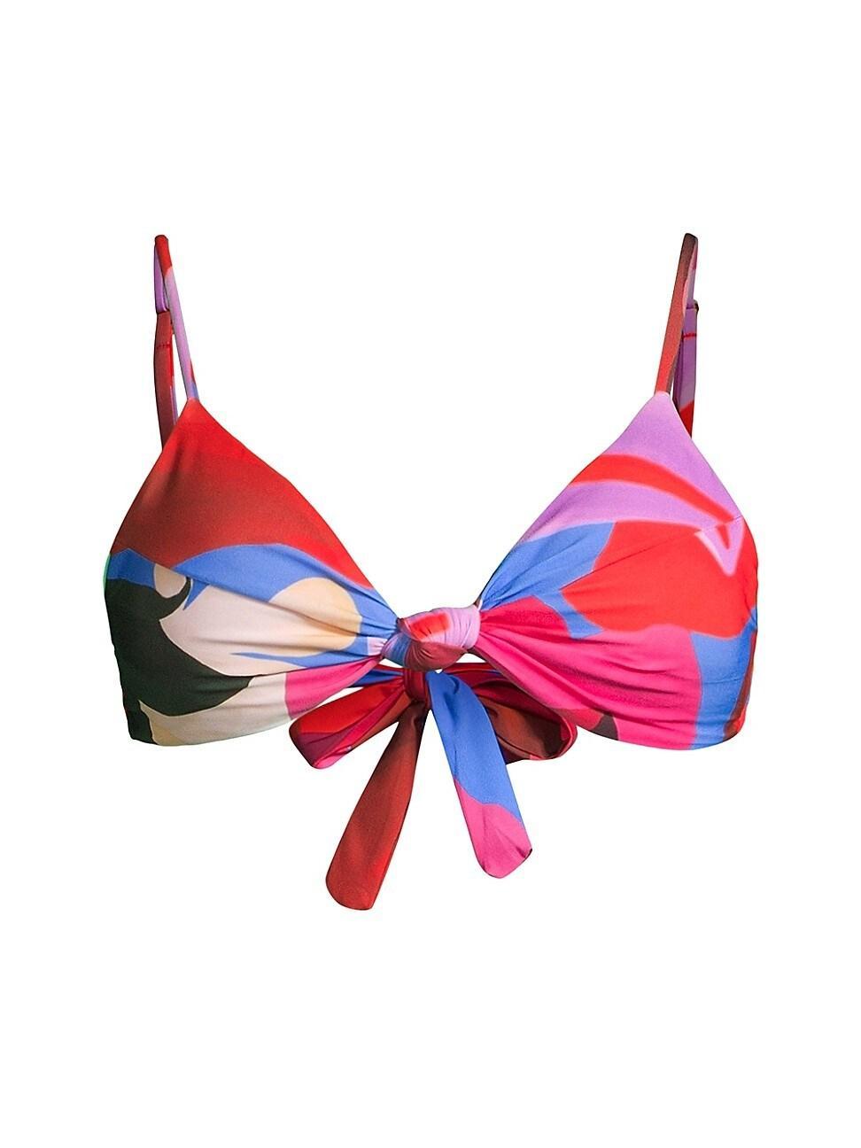 Womens Watercolor Floral Knotted Bikini Top Product Image