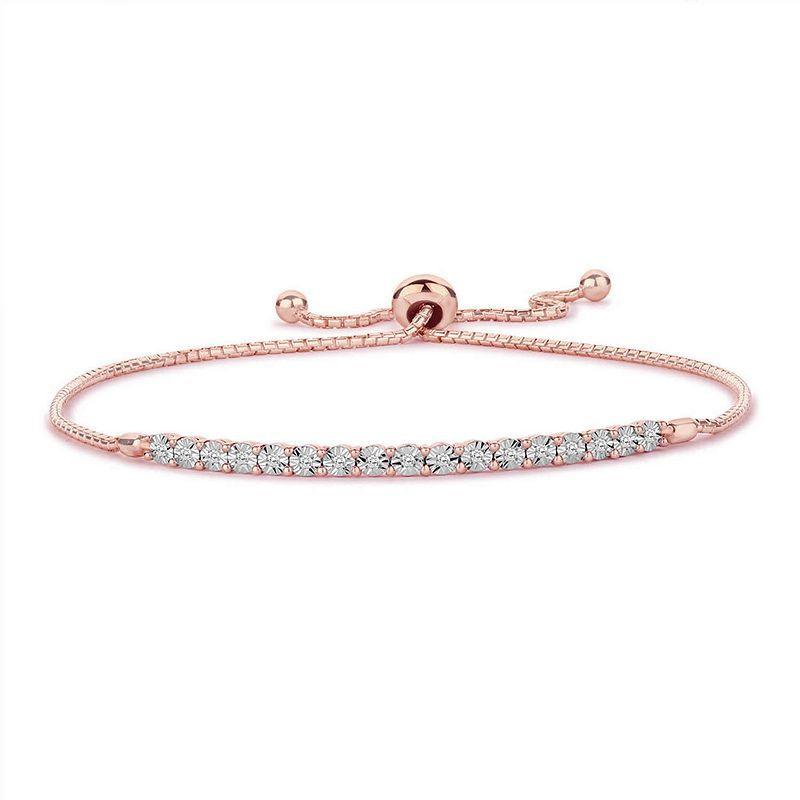 14k Rose Gold Over Silver 1/10 Carat T.W. Diamond Bracelet, Womens Pink Tone Product Image