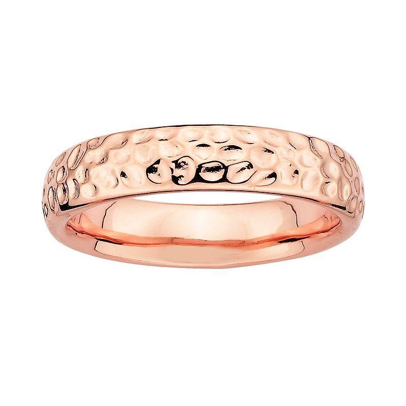 Stacks & Stones 18k Rose Gold Over Silver Hammered Stack Ring, Womens Pink Product Image