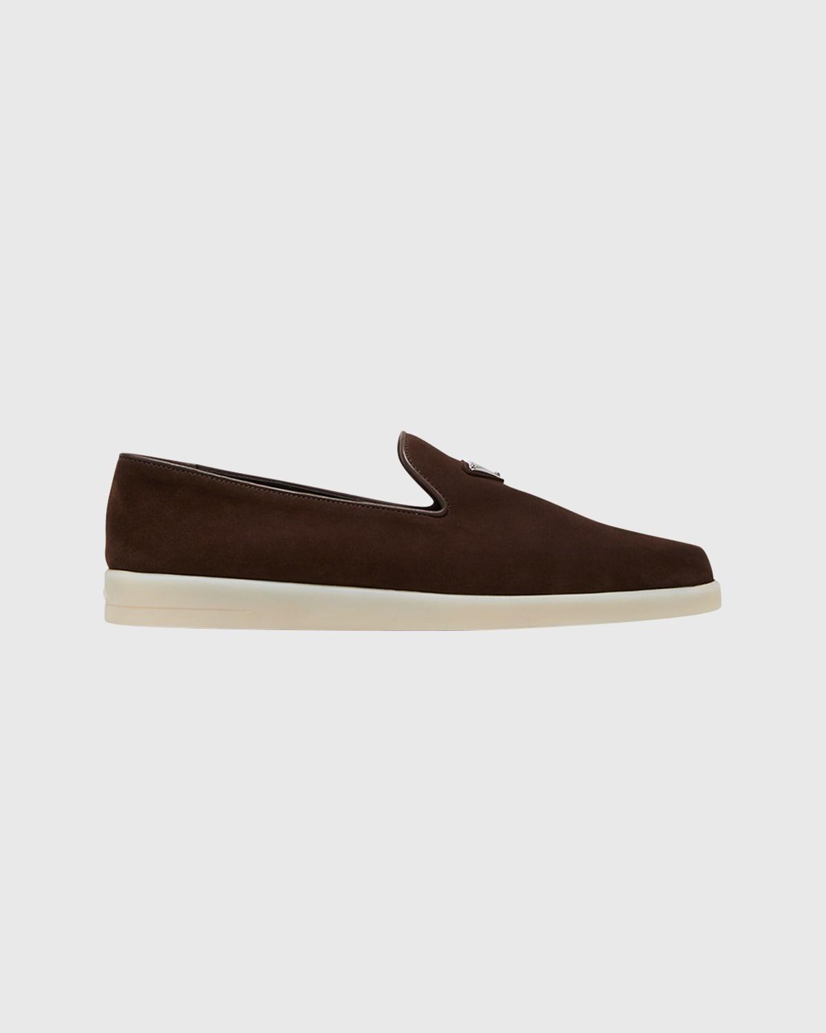 Men's Triangle Logo Suede Loafers Product Image