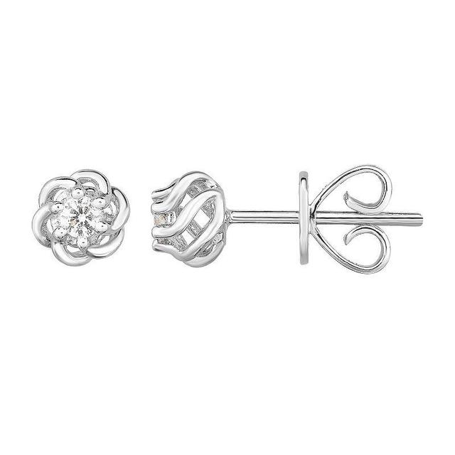 10k White Gold 1/10 Carat T.W. Diamond Stud Earrings, Womens Product Image