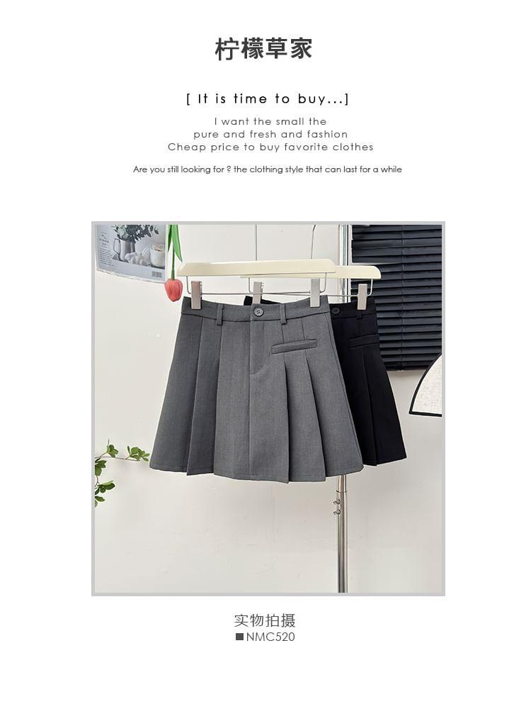 High-Waist Pleated A-Line Skirt product image