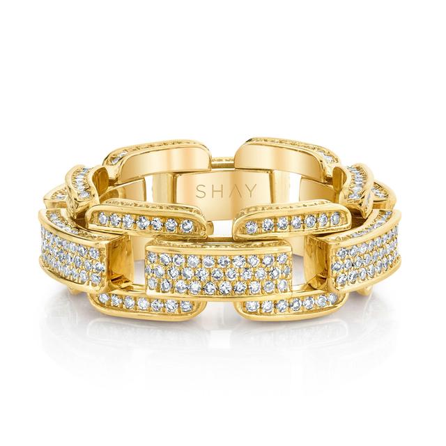 MEN'S DIAMOND PAVE DECO LINK RING Male Product Image