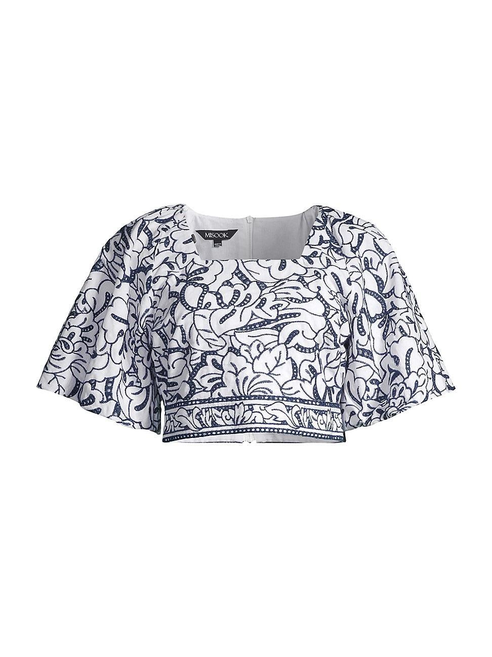 Womens Floral Crop Squareneck Blouse Product Image