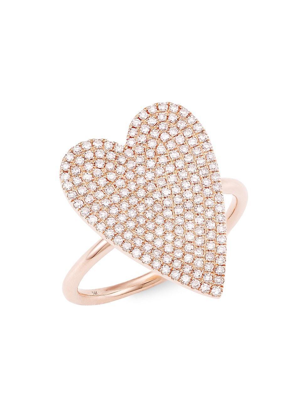 Womens 14K Rose Gold & 0.56 TCW Diamond Heart Ring Product Image