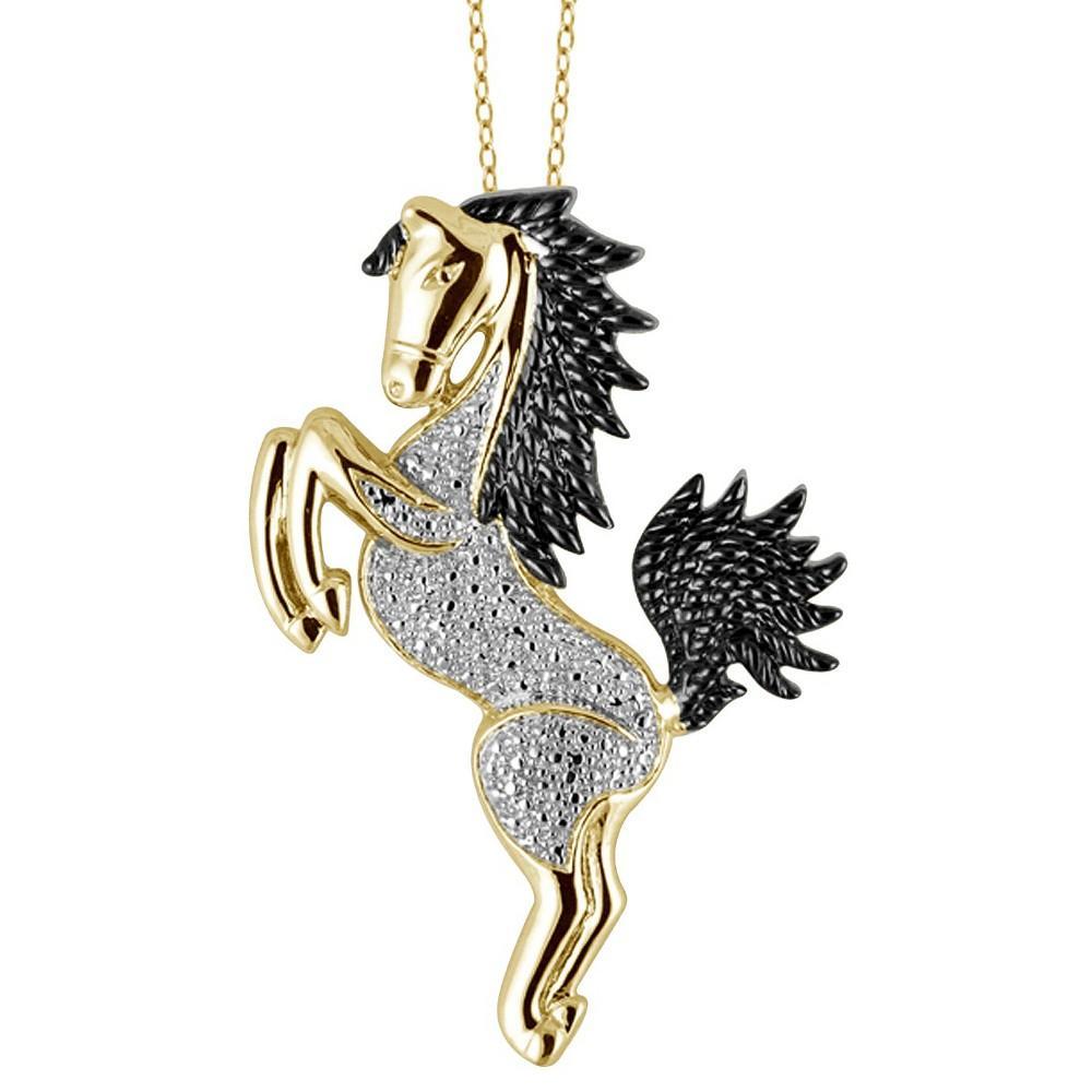 Womens Sterling Silver Accent Round-Cut White Diamond Pave Set Horse Pendant 18) Product Image