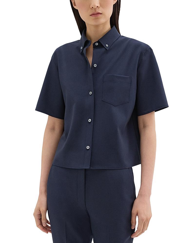 Womens Wool Boxy Short-Sleeve Shirt Product Image