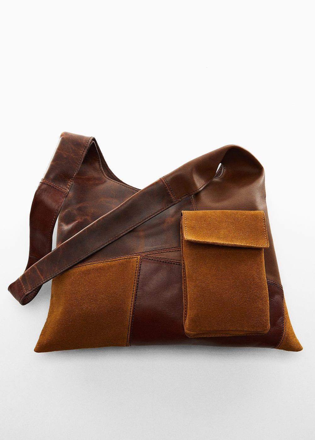 MANGO - Patchwork leather bag - One size - Women Product Image