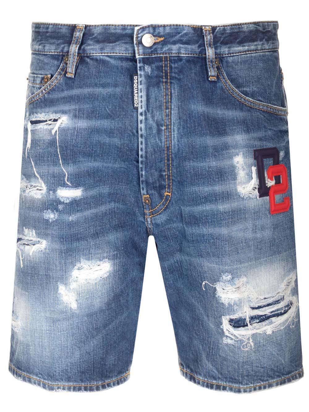 DSQUARED2 Marine Shorts In Cotton Denim In Blue Product Image