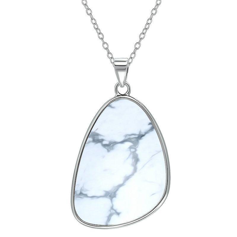 Aleure Precioso Sterling Silver Gemstone Drop Pendant Necklace, Womens White Product Image