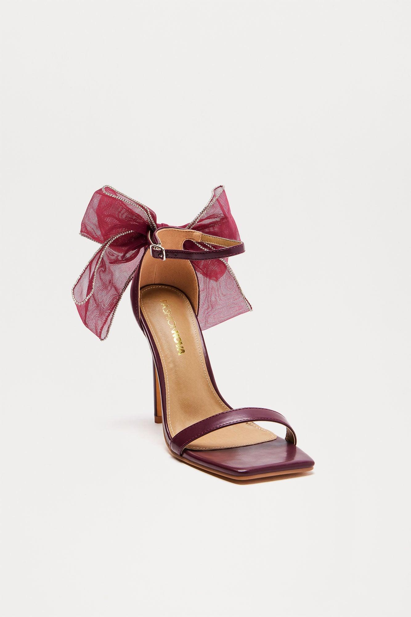 Amberly Bow Heels - Burgundy Product Image