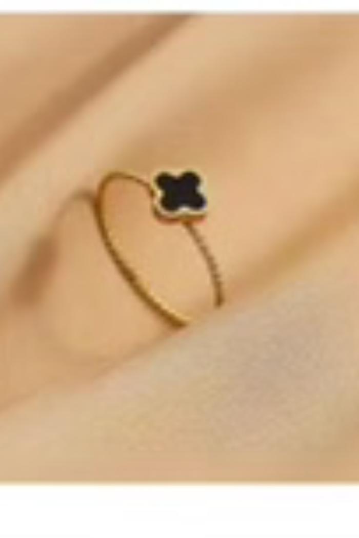 Gold and Black Quatrefoil Ring Product Image