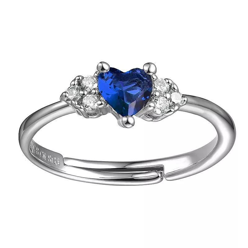 Sterling Silver Pink Ice & White Heart Cubic Zirconia Cluster Promise Ring, Womens Blue Product Image