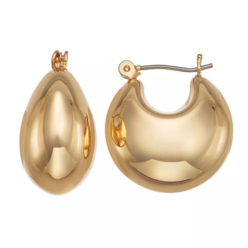 Nine West Puffy Hoop Click-It Earrings, Womens, Gold Tone Product Image