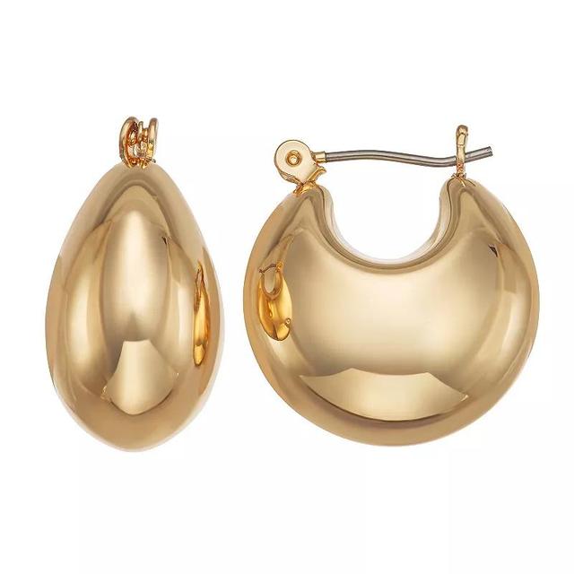 Nine West Puffy Hoop Click-It Earrings, Womens, Gold Tone Product Image