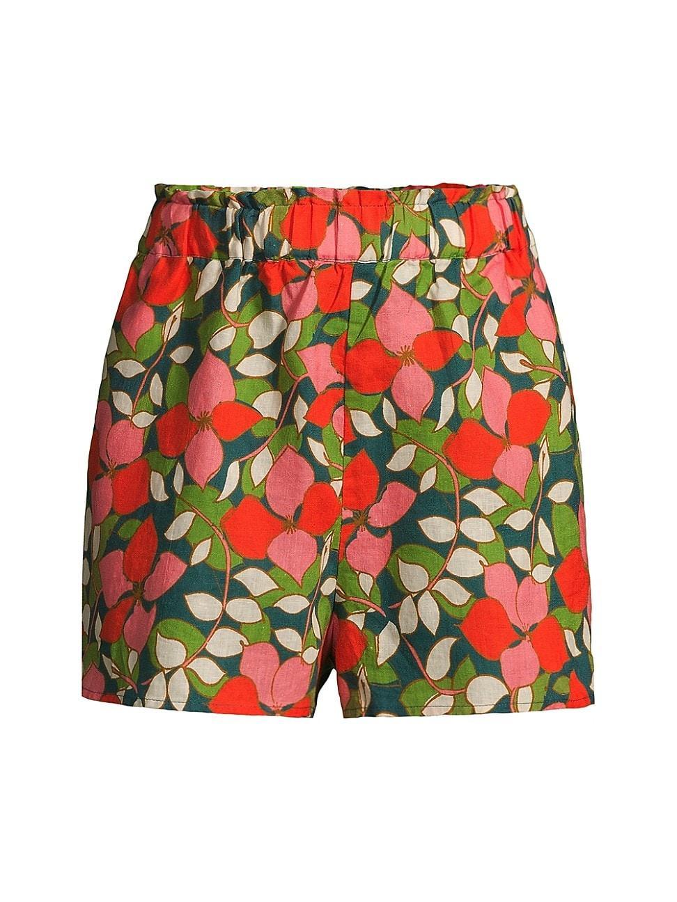 Womens Lucy Floral High-Waisted Linen Shorts Product Image