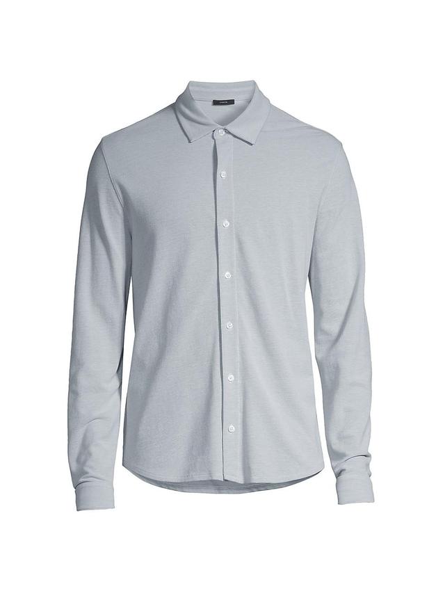 Vince Cotton Piqu Knit Button-Up Shirt Product Image