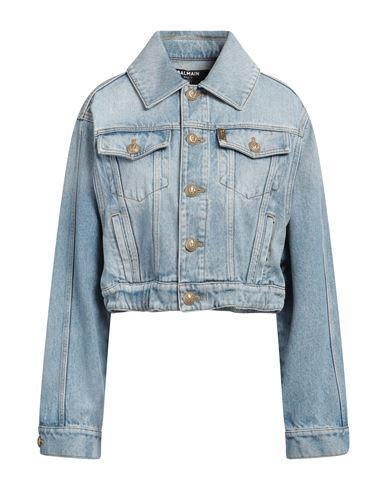 BALMAIN Woman Denim Outerwear Blue Size 10 Cotton, Polyester Product Image