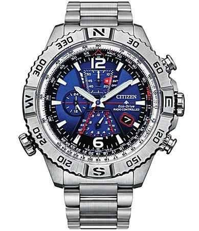 Citizen Mens Promaster Navihawk A-T Chronograph Grey Stainless Steel Bracelet Watch Product Image