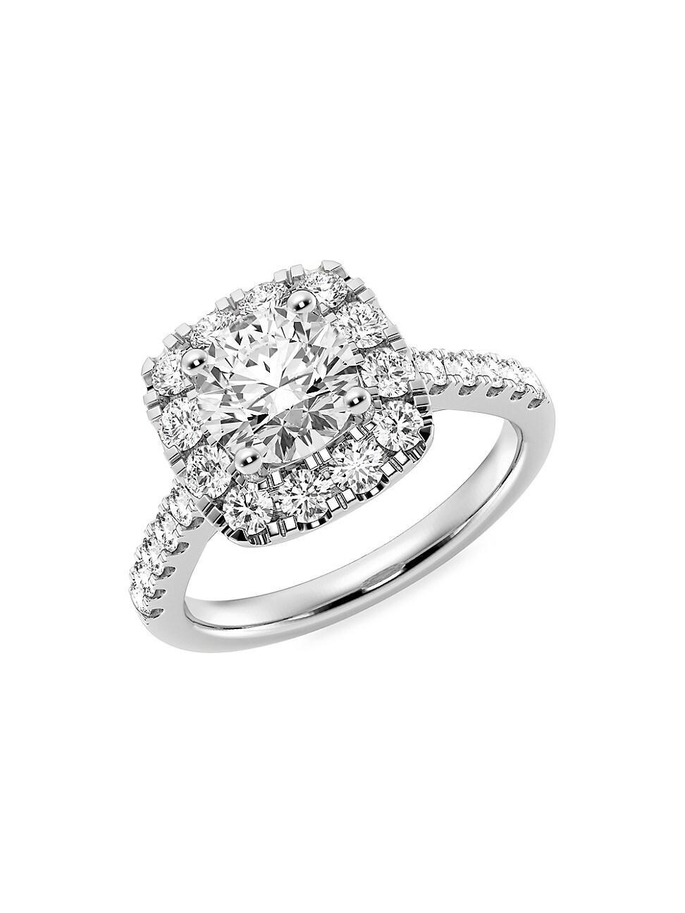 Womens 14K White Gold & 2.55 TCW Lab-Grown Diamond Cushion Engagement Ring Product Image