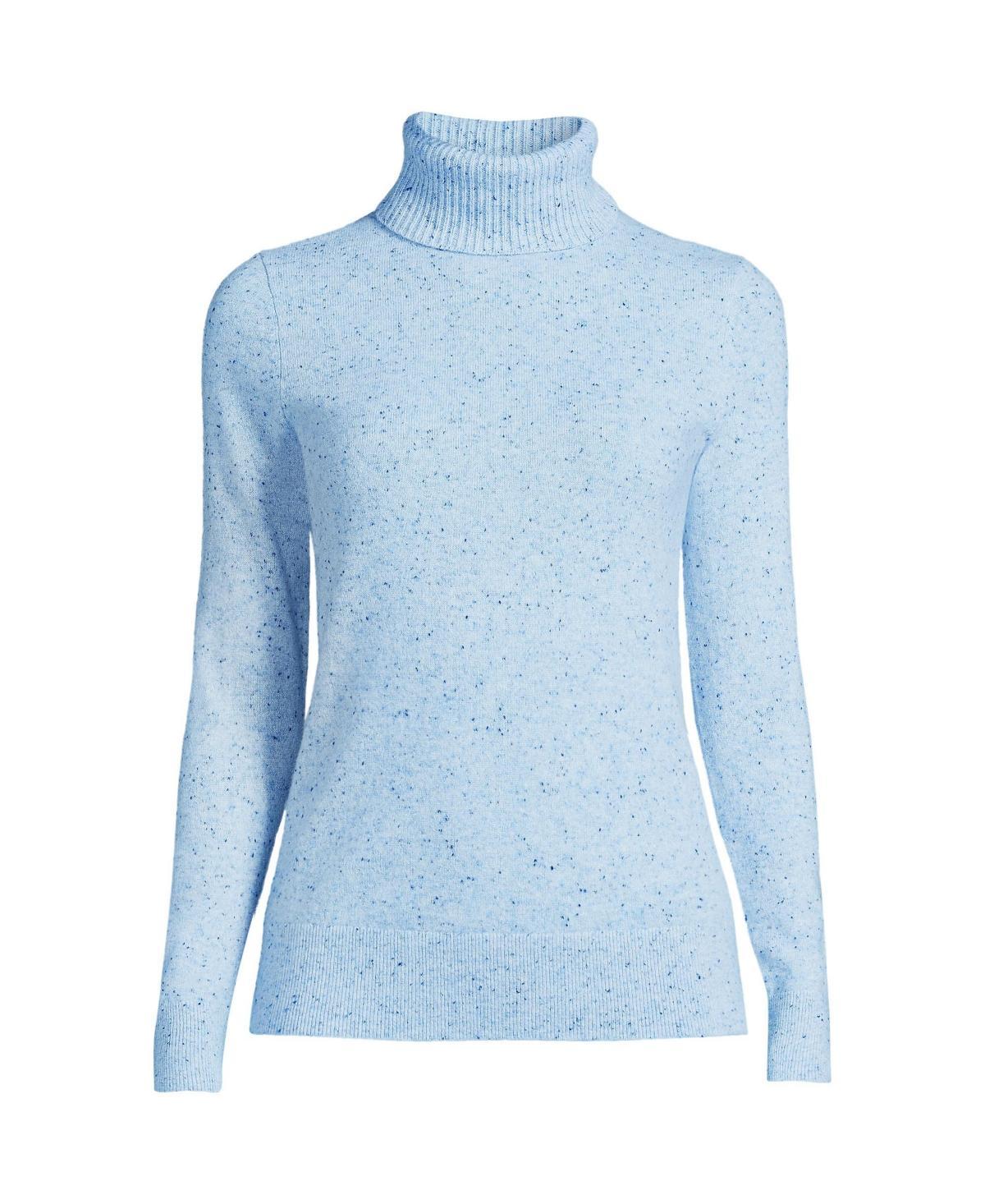 Womens Lands End Turtleneck Cashmere Sweater Pale Blue Ice Product Image