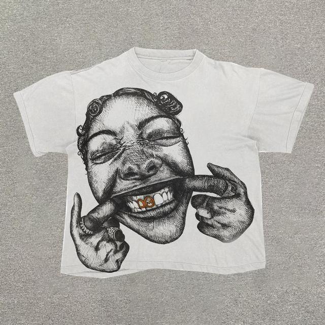 Vintage Funny Face Graphic 100% Cotton Short Sleeve T-Shirt Product Image