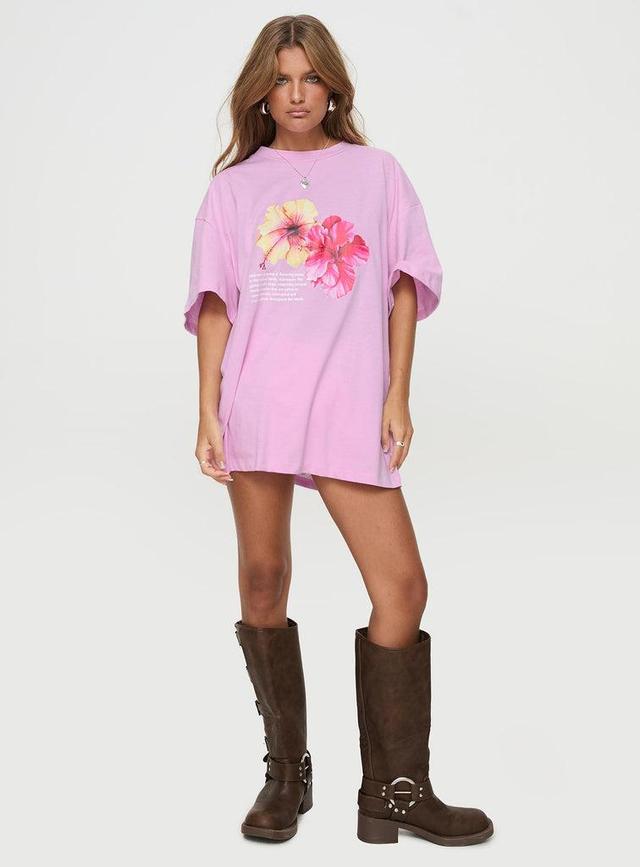 Hibiscus Haven Oversized Tee Pink Product Image