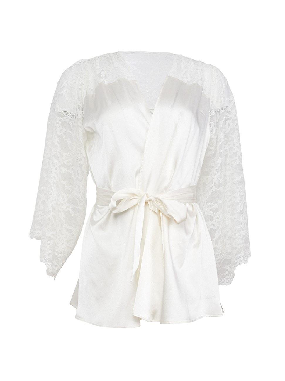 Womens Silk & Lace Short Robe Product Image